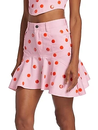 Polka Dot Ruffle Miniskirt