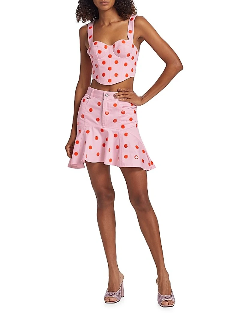 Polka Dot Ruffle Miniskirt