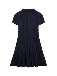 Little Girl's & Cable-Knit Cotton Polo Sweaterdress