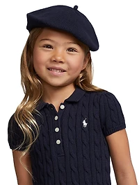 Little Girl's & Cable-Knit Cotton Polo Sweaterdress