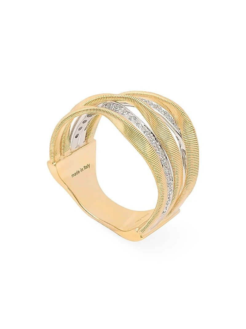 Marrakech Two-Tone 18K Gold & 0.3 TCW Diamond 5-Strand Ring