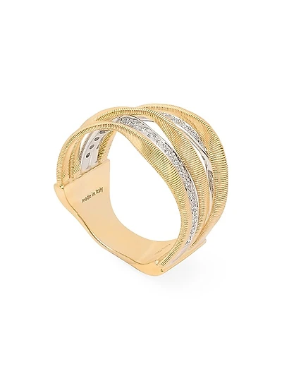 Marrakech Two-Tone 18K Gold & 0.3 TCW Diamond 5-Strand Ring