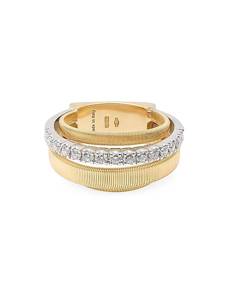 Masai Two-Tone 18K Gold & 0.45 TCW Diamond Ring