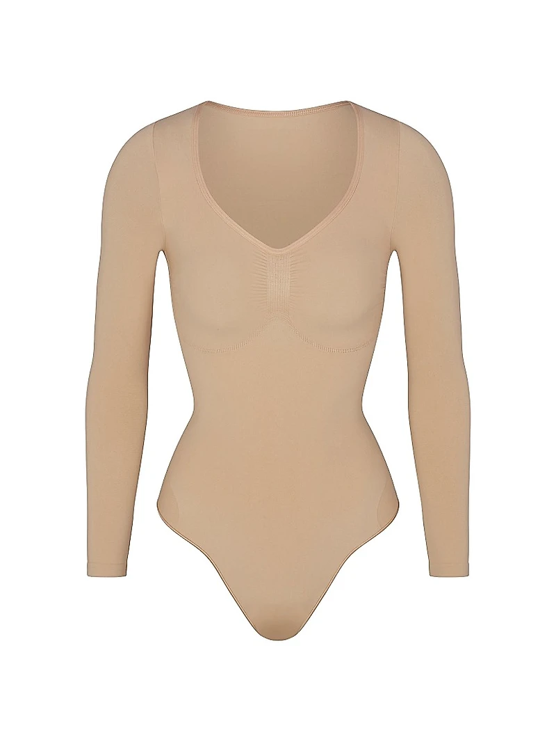 Seamless Sculpt Long-Sleeve Thong Bodysuit