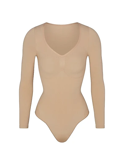 Seamless Sculpt Long-Sleeve Thong Bodysuit