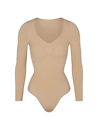 Seamless Sculpt Long-Sleeve Thong Bodysuit