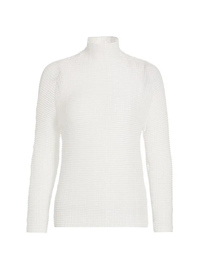 Wooly Pleats Long-Sleeve Blouse