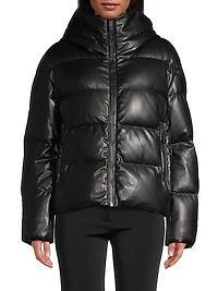 Faux-Leather Down Puffer Jacket