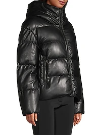 Faux-Leather Down Puffer Jacket
