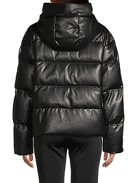 Faux-Leather Down Puffer Jacket