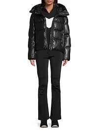Faux-Leather Down Puffer Jacket