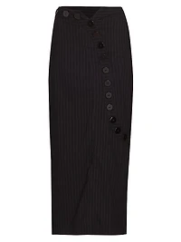 Prelude: Aama Tales Pinstriped Wool Midi-Skirt