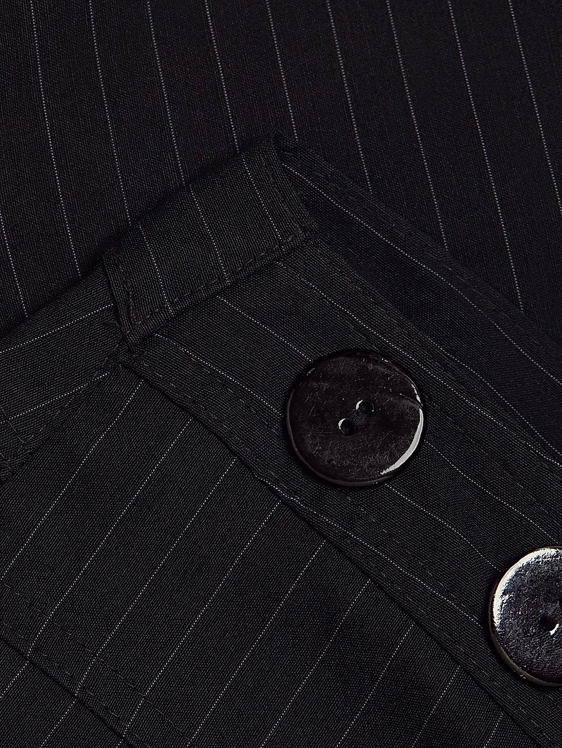 Prelude: Aama Tales Pinstriped Wool Midi-Skirt