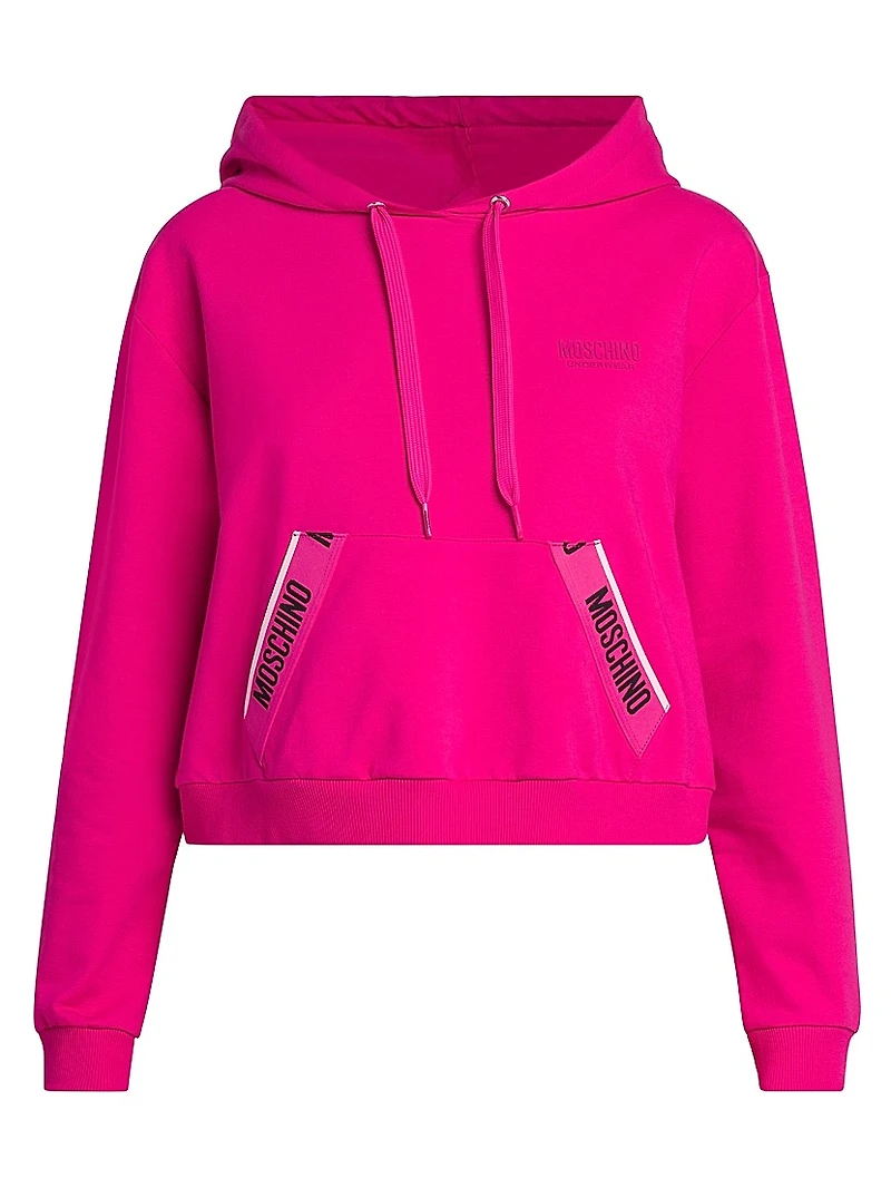 Stretch-Cotton Cropped Hoodie