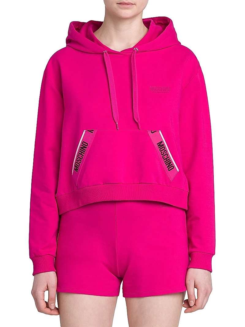 Stretch-Cotton Cropped Hoodie