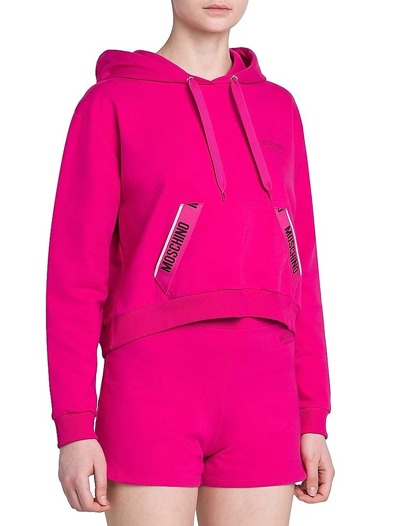 Stretch-Cotton Cropped Hoodie