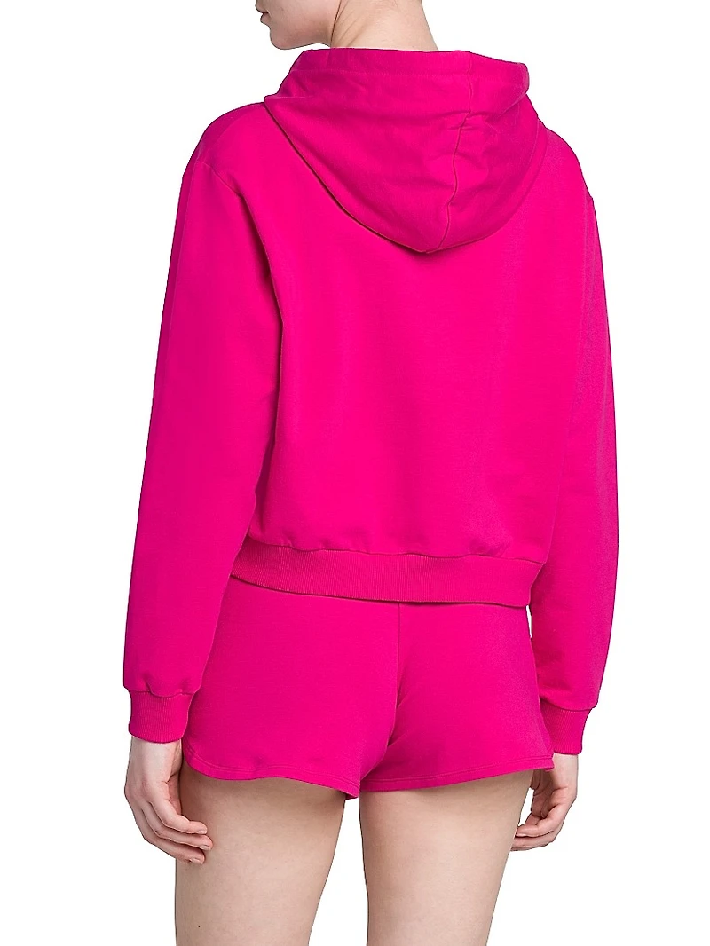 Stretch-Cotton Cropped Hoodie