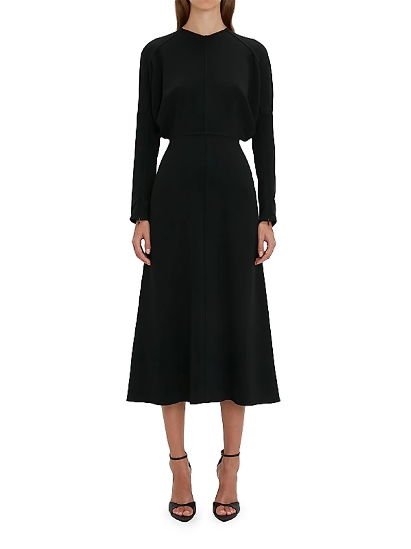 Stretch Dolman-Sleeve Midi-Dress