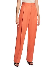 Straight-Leg Wool-Blend Trousers