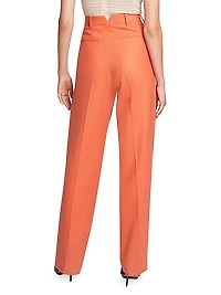 Straight-Leg Wool-Blend Trousers