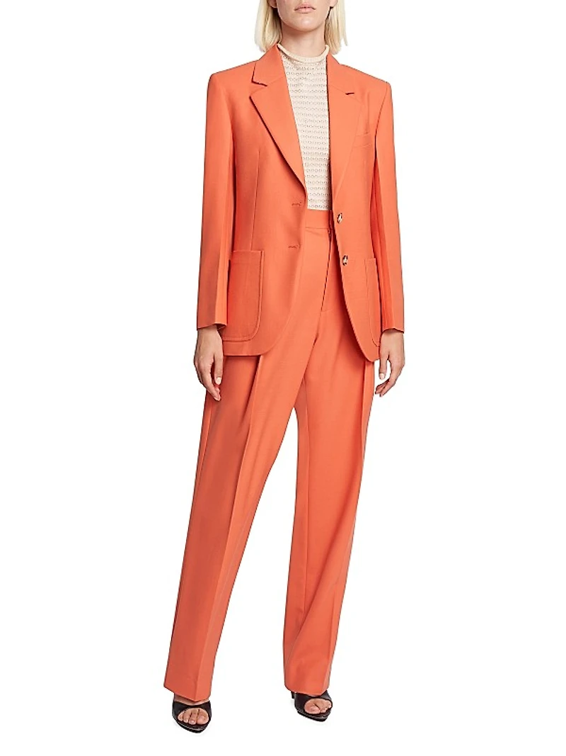 Straight-Leg Wool-Blend Trousers