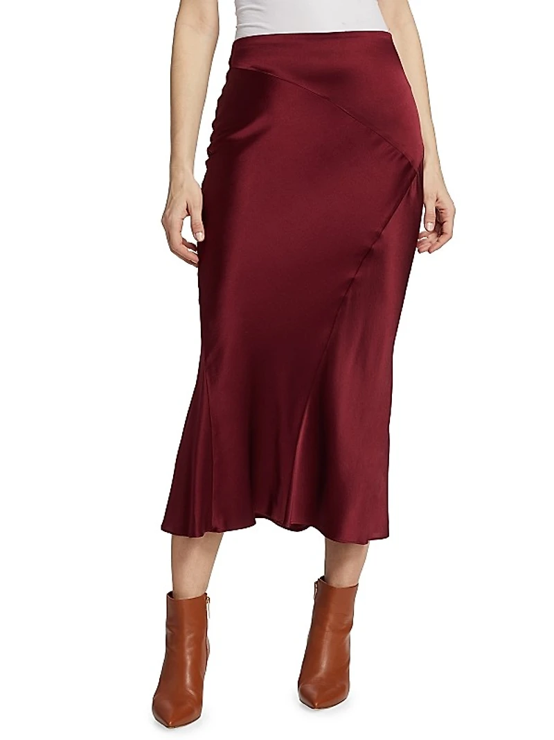 Sorelle Stretch Silk Midi Skirt