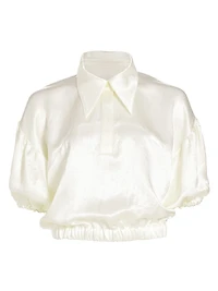 Alberta Satin Cropped Polo Top