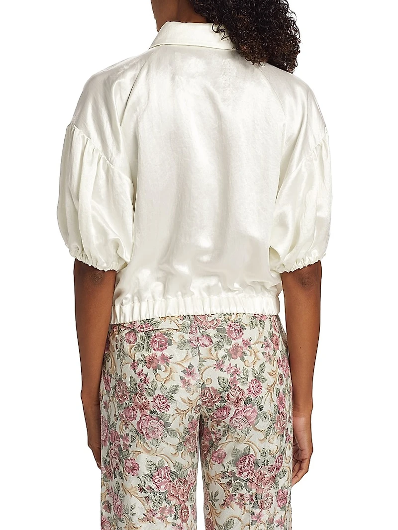 Alberta Satin Cropped Polo Top
