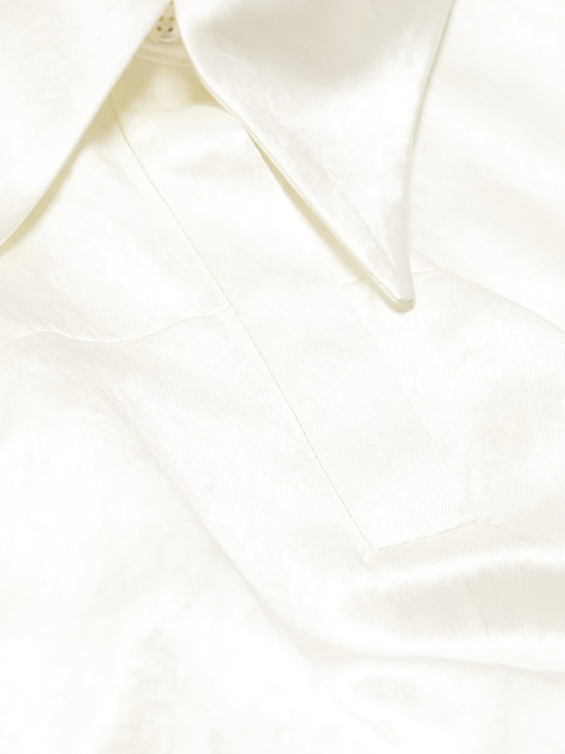 Alberta Satin Cropped Polo Top