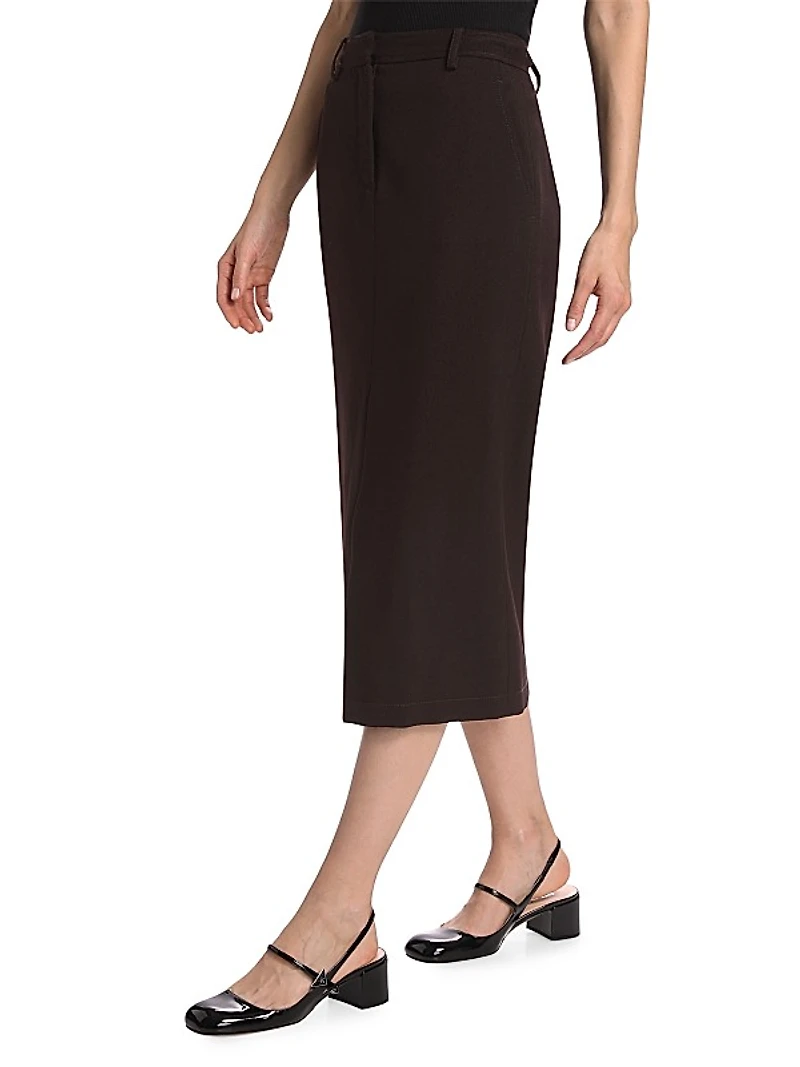 Wool A-Line Midi-Skirt