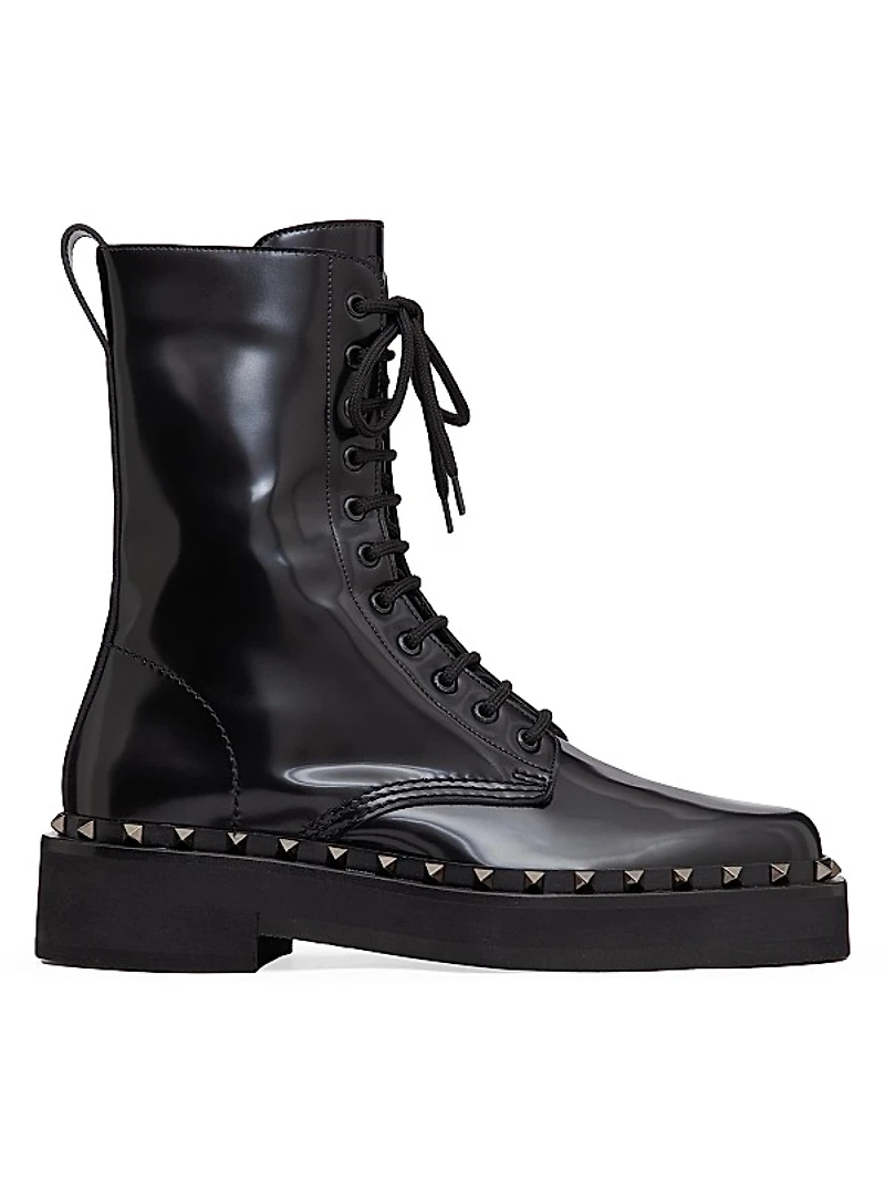Rockstud M-Way Combat Boots in Calfskin