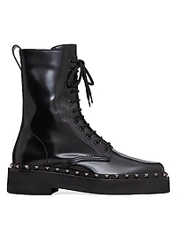 Rockstud M-Way Combat Boots in Calfskin