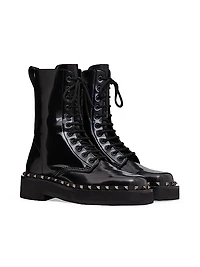 Rockstud M-Way Combat Boots in Calfskin