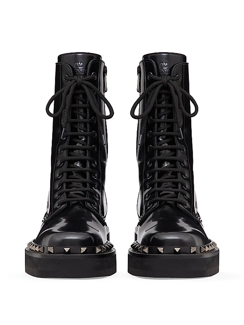 Rockstud M-Way Combat Boots in Calfskin