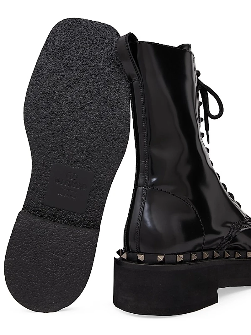 Rockstud M-Way Combat Boots in Calfskin