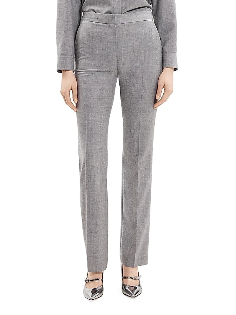 Mid-Rise Straight-Leg Wool Pants