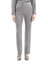 Mid-Rise Straight-Leg Wool Pants