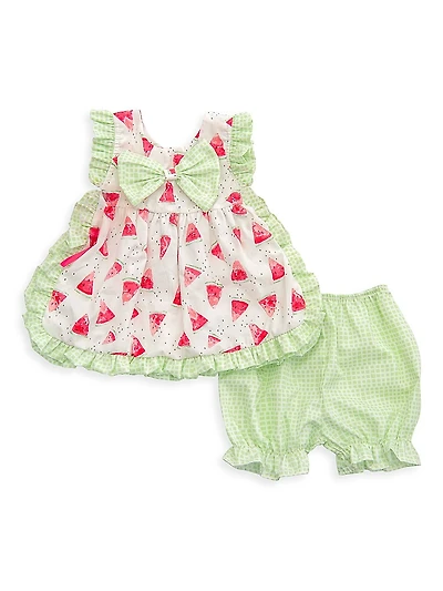 Baby Girl's & Little Mia's Melon Apron Set