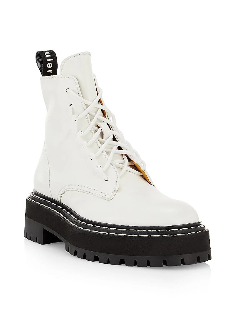 Leather Lace-Up Lug-Sole Boots