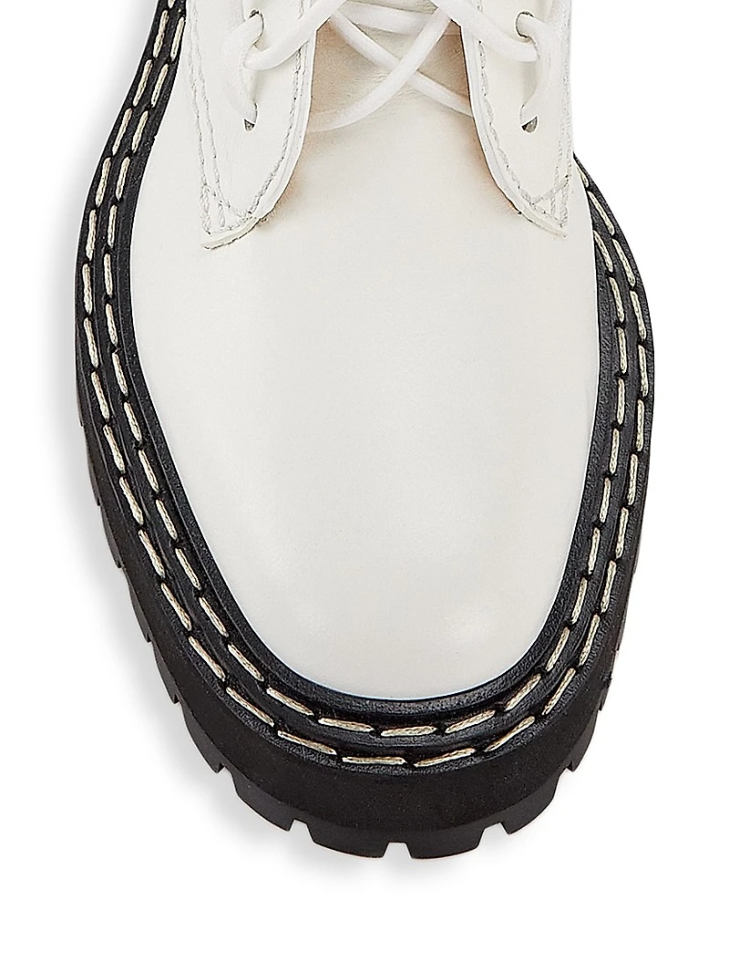 Leather Lace-Up Lug-Sole Boots