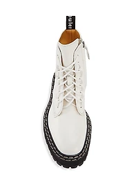 Leather Lace-Up Lug-Sole Boots