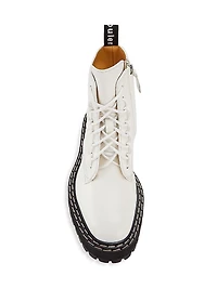 Leather Lace-Up Lug-Sole Boots