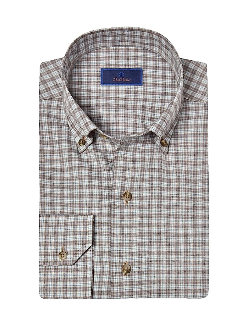 Check Button-Down Twill Casual Shirt