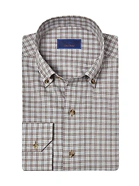 Check Button-Down Twill Casual Shirt