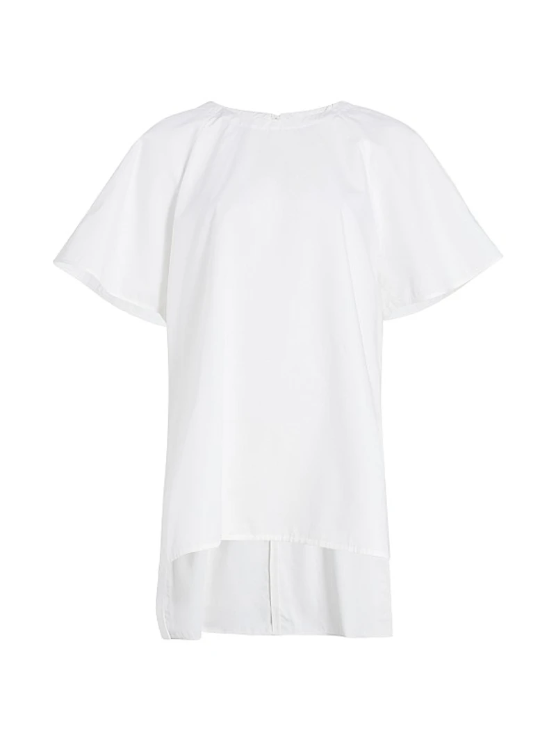 Tucked Cotton-Silk Cape Tunic