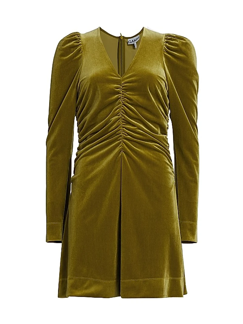 Ruched Velvet Jersey Minidress