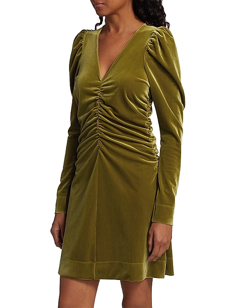 Ruched Velvet Jersey Minidress