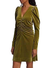 Ruched Velvet Jersey Minidress
