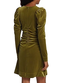 Ruched Velvet Jersey Minidress