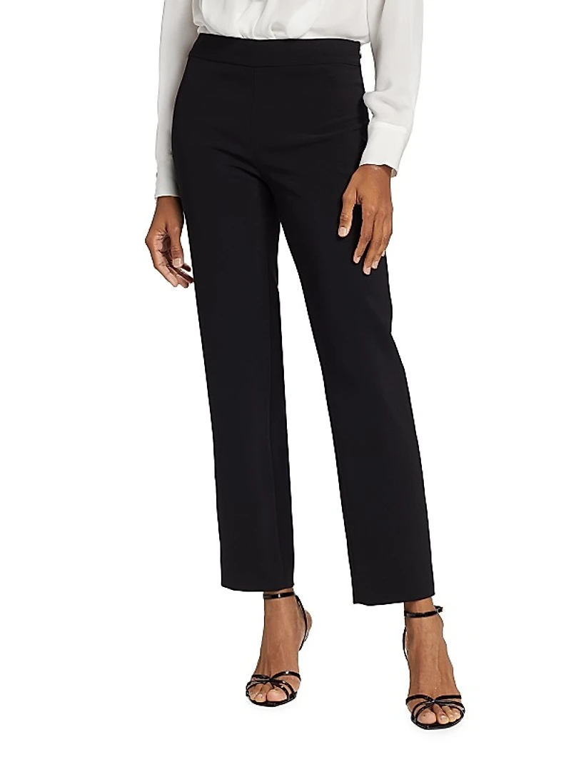 Stretch Crepe Straight-Leg Pants
